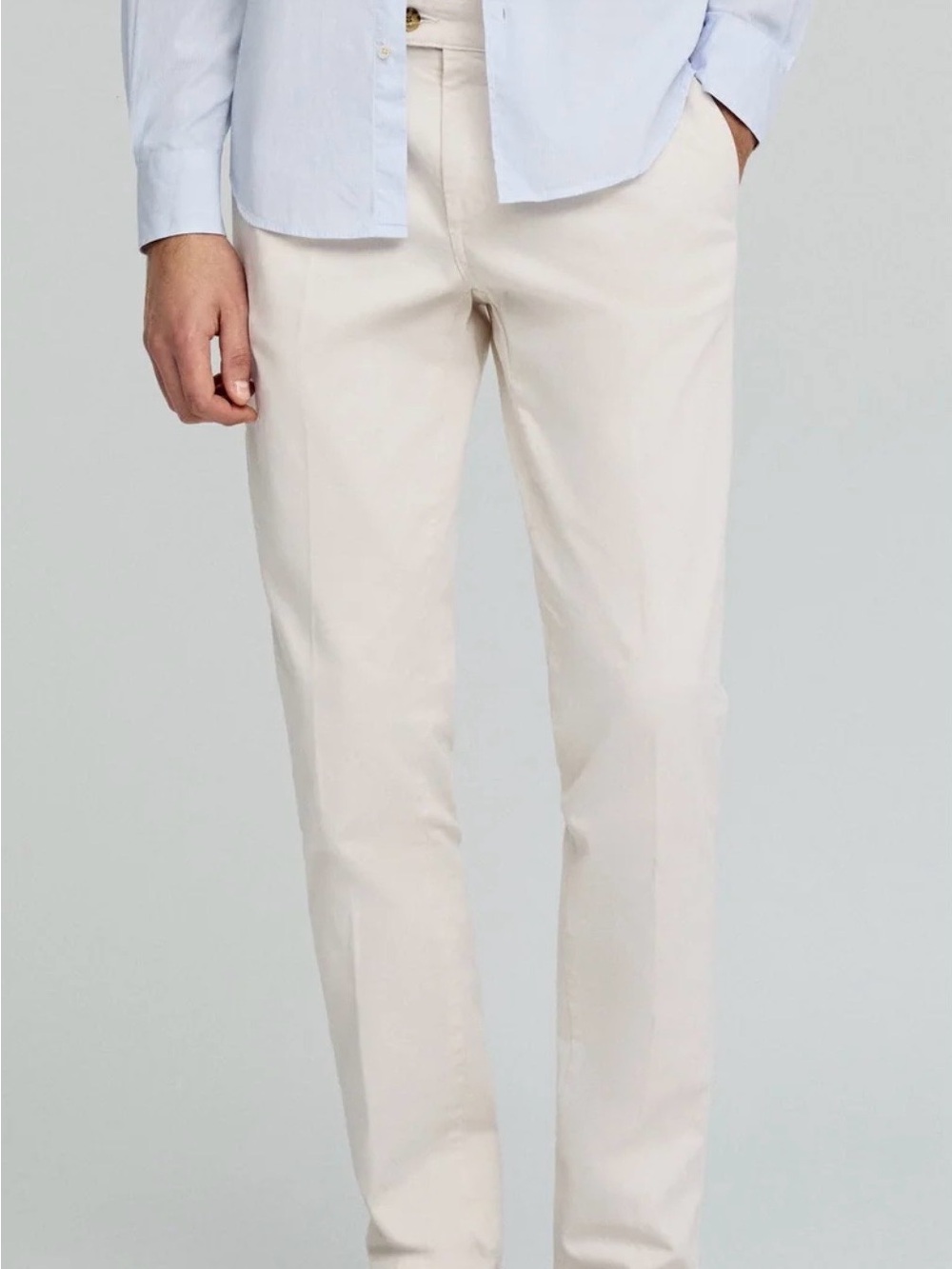 SCALPERS Men's Slim Chino Pants in Off-White
